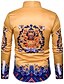 cheap Men&#039;s Shirts-Men&#039;s Daily Street chic Shirt Print Yellow / Long Sleeve