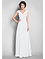 cheap Mother of the Bride Dresses-A-Line Mother of the Bride Dress V Neck Floor Length Chiffon Sleeveless with Criss Cross Beading Draping 2022