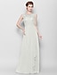 cheap Mother of the Bride Dresses-Sheath / Column Scoop Neck Floor Length Chiffon / Lace Mother of the Bride Dress with Lace by LAN TING BRIDE® / See Through