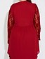 cheap Plus Size Dresses-Women&#039;s Lace Plus Size Daily Loose Dress - Solid Colored Lace Spring Cotton Wine L XL XXL XXXL