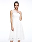 halpa Häämekot-A-Line Bateau Neck Knee Length Lace Regular Straps Little White Dress Made-To-Measure Wedding Dresses with Sash / Ribbon 2020