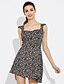 cheap New in Dresses-Women&#039;s A Line Dress Short Mini Dress Blue Wine Short Sleeve Floral Backless Criss Cross Bow Spring Summer Square Neck Butterfly Sleeves Backless S M L XL XXL