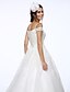 olcso Menyasszonyi ruhák-Esküvői ruhák Báli ruha Aszimmetrikus Rövid ujjú Udvariuszály Organza Menyasszonyi ruhák Val vel Gyöngydíszítés Rátétek 2024