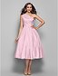 cheap Cocktail Dresses-A-Line Minimalist Elegant Cocktail Party Wedding Party Dress One Shoulder Sleeveless Tea Length Taffeta with Sash / Ribbon 2020