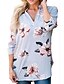 cheap Plus Size Tops-Women&#039;s Shirt Floral V Neck Blue Light gray Black Daily Holiday Clothing Apparel Streetwear