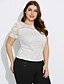 cheap Plus Size Tops-Women&#039;s Blouse Solid Colored Plus Size Round Neck Daily Weekend Lace Short Sleeve Tops White Black Fuchsia
