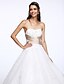 cheap Wedding Dresses-A-Line Sweetheart Neckline Floor Length Tulle Made-To-Measure Wedding Dresses with Appliques / Criss-Cross by LAN TING BRIDE®