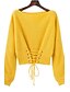 cheap Women&#039;s Sweaters-Women&#039;s Solid Colored Pullover Cotton Long Sleeve Regular Sweater Cardigans Boat Neck Fall Winter White Yellow Army Green / Lace up