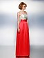cheap Prom Dresses-Sheath / Column Color Block Prom Formal Evening Dress Strapless Sleeveless Floor Length Satin with Sash / Ribbon Ruched Beading
