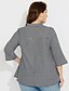 cheap Plus Size Tops-Women&#039;s Plus Size Shirt Plaid Check Deep V Tops Loose Black