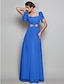 Χαμηλού Κόστους Φορέματα για Ειδικές Περιστάσεις-Ίσια Γραμμή Ανοικτή Πλάτη Φόρεμα Χοροεσπερίδα Επίσημο Βραδινό Μακρύ Κοντομάνικο Τετράγωνη Λαιμόκοψη Σιφόν με Χάντρες Που καλύπτει 2023