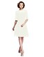 cheap Mother of the Bride Dresses-A-Line Jewel Neck Knee Length Chiffon / Lace Mother of the Bride Dress with Appliques / Pleats by LAN TING BRIDE® / Illusion Sleeve