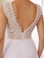 olcso Menyasszonyi ruhák-A-vonalú V-alakú Udvari uszály Sifon / Sima csipke Made-to-measure esküvői ruhák val vel Csipke által LAN TING BRIDE® / Open Back