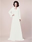 cheap Mother of the Bride Dresses-A-Line Mother of the Bride Dress Wrap Included V Neck Sweep / Brush Train Chiffon Satin Long Sleeve with Beading Draping Side Draping 2020