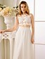 cheap Wedding Dresses-Beach Wedding Dresses Two Piece Jewel Neck Sleeveless Floor Length Chiffon Bridal Gowns With Appliques 2024