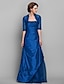 cheap Mother of the Bride Dresses-A-Line Mother of the Bride Dress Wrap Included Strapless Floor Length Taffeta Beaded Lace Half Sleeve with Beading Appliques Side Draping 2022