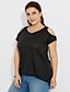 cheap Plus Size Tops-Women&#039;s T shirt Solid Colored Plus Size Round Neck Off Shoulder Daily Weekend Tassel Fringe Short Sleeve Loose Tops Tassel Wine Black Army Green / Sexy