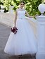 Χαμηλού Κόστους Νυφικά Φορέματα-Βραδινή τουαλέτα Ζιβάγκο Μέχρι τον αστράγαλο Τούλι Φορέματα γάμου φτιαγμένα στο μέτρο με Πούλιες / Διακοσμητικά Επιράμματα με LAN TING BRIDE® / Λάμψη &amp; Στυλ / Σι-θρου