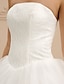 זול שמלות כלה-אולם שמלות חתונה נשף סטרפלס ללא שרוולים שובל קתדרלה תחרה שמלות כלה עם אפליקציות קיץ 2023 מסיבת חתונה, בגדי נשים