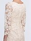 preiswerte Kleider für die Brautmutter-Etui-/Säulenkleid für die Brautmutter, elegantes U-Ausschnitt, knielang, durchgehende Spitze, 3/4-Ärmel mit Spitze, 2020