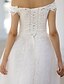 cheap Wedding Dresses-A-Line Wedding Dresses Off Shoulder Ankle Length Glitter Lace Short Sleeve Sparkle &amp; Shine Floral Lace with Crystals Sequin Appliques 2020