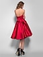 זול שמלות לאירועים מיוחדים-גזרת A שנות ה-50 שמלה חגים סיום לימודים באורך  הברך ללא שרוולים סטרפלס סאטן עם קפלים 2023