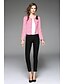 cheap Women&#039;s Outerwear-Women&#039;s Dailywear Work Spring / Fall Regular Blazer, Solid Colored Round Neck Long Sleeve Others Black / Red / Pink XL / XXL / XXXL