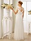 cheap Wedding Dresses-A-Line / Princess Illusion Neck Floor Length Chiffon / Lace Made-To-Measure Wedding Dresses with Sashes / Ribbons / Criss Cross by LAN TING BRIDE® / See-Through