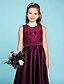 cheap Junior Bridesmaid Dresses-Princess Asymmetrical Jewel Neck Satin Junior Bridesmaid Dresses&amp;Gowns With Sash / Ribbon See Through Kids Wedding Guest Dress 4-16 Year