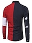 cheap Men&#039;s Casual Shirts-Men&#039;s Shirt Color Block Spread Collar Red Long Sleeve Daily Patchwork Slim Tops / Spring / Fall