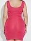 cheap Plus Size Dresses-Women&#039;s Plus Size Club Cotton Bodycon Dress - Color Block Mini Deep U