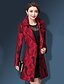 voordelige Damestrenchcoats-Dames Werk Herfst / Winter Grote maten Lang Trenchcoat Overhemdkraag Lange mouw Nylon Print Rood XXL / XXXL / 4XL