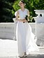 cheap Wedding Dresses-Sheath / Column Wedding Dresses V Neck Sweep / Brush Train Chiffon Regular Straps Country Casual Illusion Detail Backless with Crystals Appliques 2020