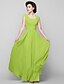 cheap Mother of the Bride Dresses-A-Line Square Neck Floor Length Chiffon Mother of the Bride Dress with Beading by LAN TING BRIDE®