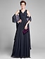 preiswerte Kleider für die Brautmutter-Etui-/Säulenkleid für die Brautmutter, inklusive Wickelkleid, V-Ausschnitt, bodenlang, Chiffon, ärmellos, mit Schärpe/Band überkreuzt, 2021