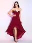 cheap Special Occasion Dresses-A-Line Elegant High Low Cocktail Party Prom Dress V Wire Sleeveless Asymmetrical Georgette with Ruched Draping 2021