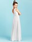 cheap Junior Bridesmaid Dresses-Sheath / Column Floor Length Jewel Neck Chiffon Junior Bridesmaid Dresses&amp;Gowns With Pleats Open Back Kids Wedding Guest Dress 4-16 Year