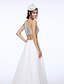 cheap Wedding Dresses-Wedding Dresses Sweep / Brush Train A-Line Sleeveless Bateau Neck Chiffon With Beading Sequin 2023 Bridal Gowns