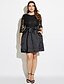 cheap Romantic Lace Dresses-Women&#039;s Lace Plus Size Going out Sophisticated Lace Little Black Skater Dress - Solid Colored Boat Neck Spring Black XXXL XXXXL XXXXXL