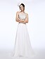 cheap Wedding Dresses-Wedding Dresses Sweep / Brush Train A-Line Sleeveless Bateau Neck Chiffon With Beading Sequin 2023 Bridal Gowns