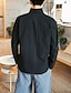 billige mænds fritidsskjorter-Herre Skjorte Ensfarvet Plusstørrelser V-hals Daglig Langærmet Toppe Kineseri Hvid Sort