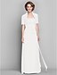 cheap Mother of the Bride Dresses-Sheath / Column Mother of the Bride Dress Wrap Included Strapless Floor Length Chiffon Lace Short Sleeve with Beading Appliques 2023