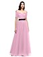 cheap Special Occasion Dresses-A-Line Celebrity Style Prom Formal Evening Dress Off Shoulder Short Sleeve Floor Length Tulle with Sash / Ribbon Criss Cross 2020