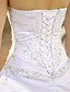 abordables Vestidos de novia-Salón Vestidos de novia Escote Corazón Capilla Encaje Satén Sin Mangas Espalda Abierta con Falda Plegada Bordados 2020