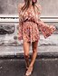 cheap Women&#039;s Jumpsuits &amp; Rompers-Women&#039;s Floral Party / Daily / Holiday Street chic V Neck Orange Wide Leg Romper, Floral M L XL Long Sleeve Spring Fall / Going out / Club