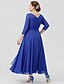 cheap Mother of the Bride Dresses-A-Line Bateau Neck Ankle Length Chiffon / Georgette Mother of the Bride Dress with Crystal Brooch / Ruched by LAN TING BRIDE® / See Through