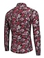 cheap Men&#039;s Shirts-Men&#039;s Party Vintage / Boho / Street chic Cotton / Linen Shirt - Floral Classic Collar / Long Sleeve