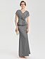 cheap Evening Dresses-Mermaid / Trumpet Elegant Dress Formal Evening Floor Length Short Sleeve V Neck Charmeuse with Rhinestone Lace Criss Cross