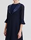 cheap Mother of the Bride Dresses-A-Line Mother of the Bride Dress Convertible Dress Wrap Included Jewel Neck Knee Length Chiffon Corded Lace 3/4 Length Sleeve with Lace Pleats 2020 / Poet Sleeve