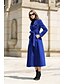 cheap Women&#039;s Outerwear-Women&#039;s Winter Coat Daily Work Vintage Street chic Long Solid Colored Wool Blue S / M / L